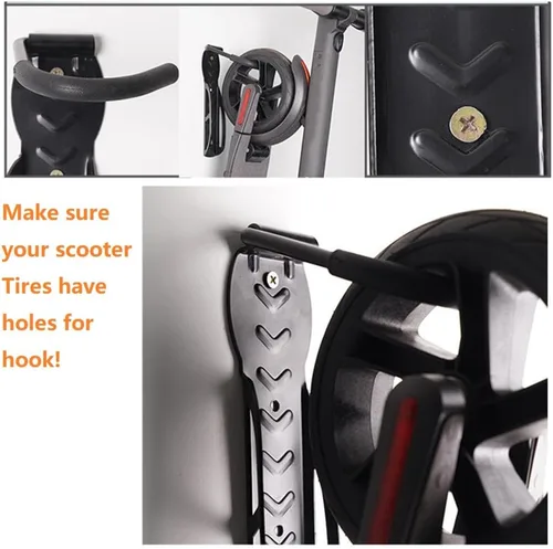 Vista 5 de Soporte de pared Eletric para scooter, ganchos para interiores, garaje, cobertizo, soporte de gancho vertical para bicicleta, scooter eléctrico
