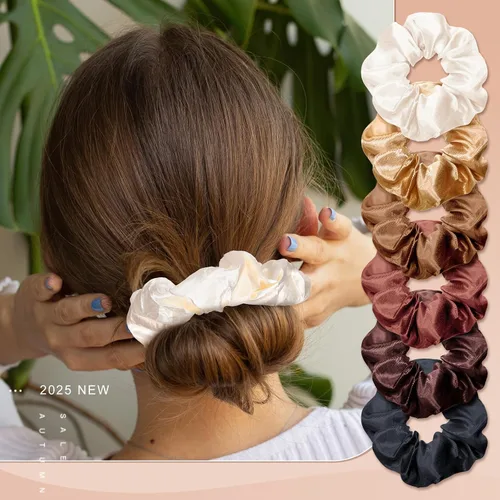 Vista 6 de WILLBOND 24 coleteros de satén para el cabello, bandas elásticas de seda a granel, soporte para cola de caballo para mujeres y niñas, accesorios