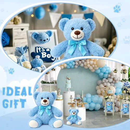 Vista 3 de Civaner Paquete de 4 osos de peluche de 14 pulgadas, lindos osos suaves, regalos a granel para mujeres, mejores amigas y novias (azul)