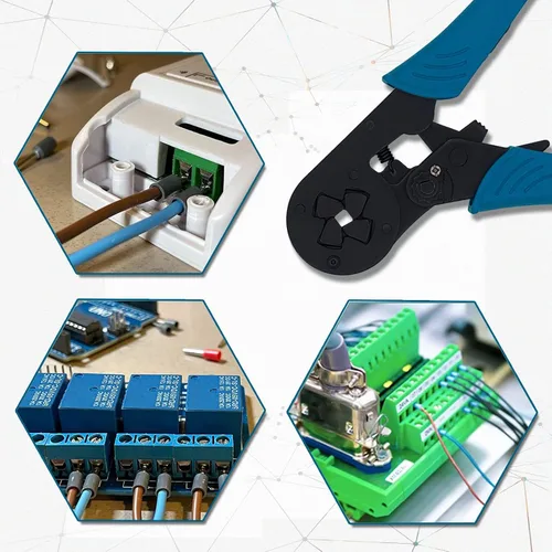 Vista 6 de Alicates de crimpadora HSC8 16-4 Herramientas de prensado autoajustables utilizadas para manguitos de extremo de cable de 6.0-16.0mm2 (AWG10-5)