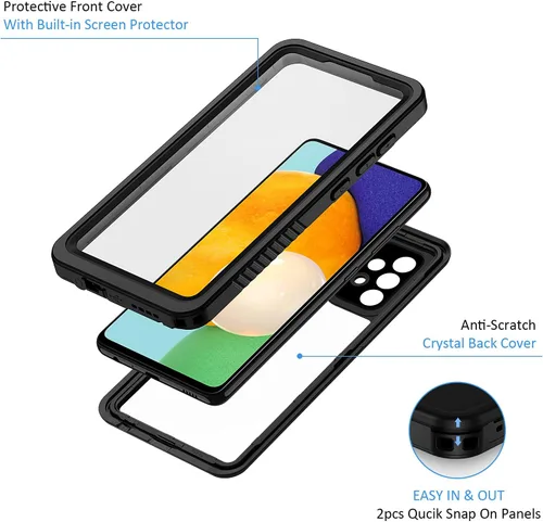 Vista 3 de Lanhiem Funda para Samsung Galaxy A52, IP68 impermeable a prueba de polvo con protector de pantalla integrado, funda protectora de cuerpo completo