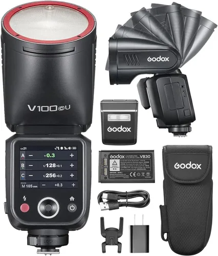 Vista 11 de Godox V100 S V100S 100W TTL Flash Strobe Speedlight para cámaras Sony With SU-1 Sub Flash, 1.7s Recycle Time, 2.4G TTL HSS 1/8000, 2.3in OLED