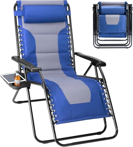 Vista 11 de Sillón de gravedad cero de gran tamaño, silla plegable reclinable para Negro y Verde