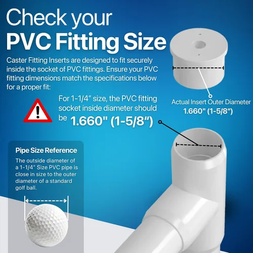 Vista 5 de FORMUFIT Adaptador de montaje de PVC con ruedas de 1-1/4 pulgadas, grado de muebles, blanco, fabricado en Estados Unidos, resistente a los rayos UV
