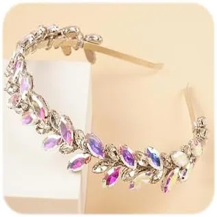 Vista 6 de Tiara y Corona Nupcial de Cristal con Diadema para Boda, Accesorios para el Cabello en Forma de Lágrima para Mujeres Azul