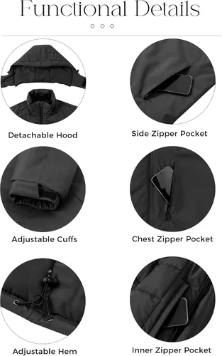 Vista 6 de wantdo Chaqueta de esquí impermeable de montaña para hombre, abrigo de nieve de invierno, impermeable resistente al viento Negro