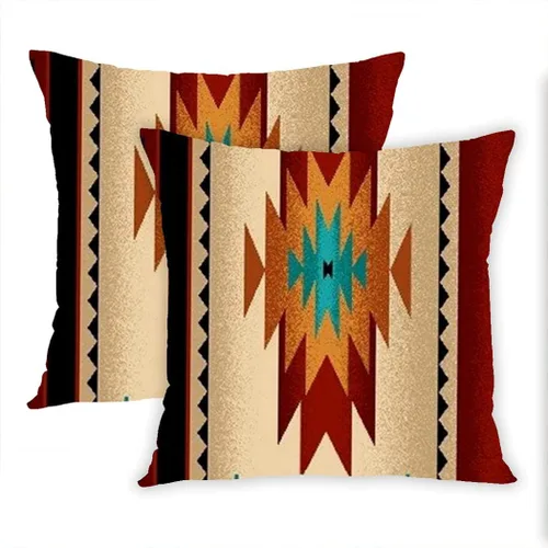 Vista 5 de Beauty Boudoir - Funda de cojín rectangular decorativa para el hogar, con estampado de tela tribal, color marrón, con cremallera oculta, 12 x 20