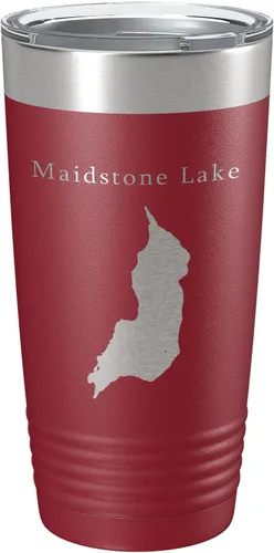 Vista 6 de Maidstone Lake Map Tumbler Travel Mug Insulated Laser Engraved Coffee Cup Vermont 20 oz Black