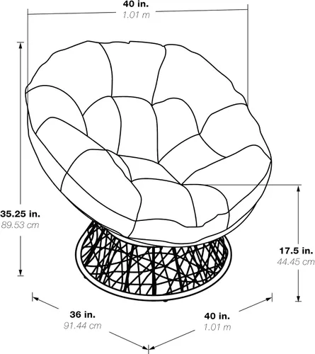 Vista 7 de OSP Home Furnishings – Silla Papasan de mimbre con giro de 360 grados, marco marrón con cojín marrón