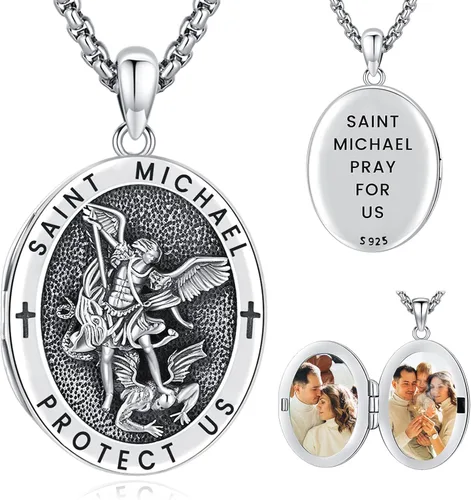 Vista 14 de Collar de San Patrono de Plata de Ley 925 St 01-Virgen María-Oro