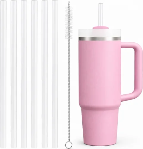 Vista 10 de Pajitas de repuesto compatibles con vaso Stanley Quencher de 20 onzas, popotes reutilizables de 8.5 pulgadas, accesorios para vasos de bebida