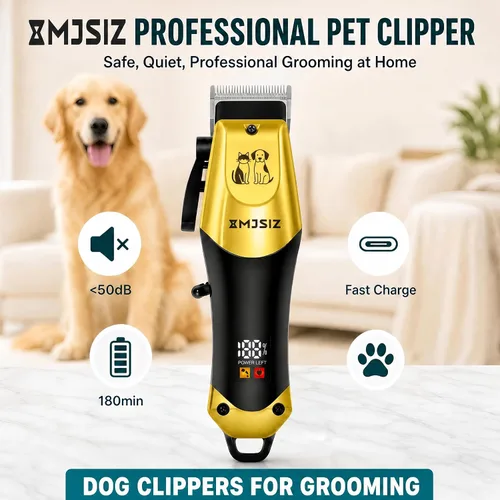 Vista 3 de Cortadora de pelo de mascotas para gatos, kit de aseo inalámbrico de Dorado