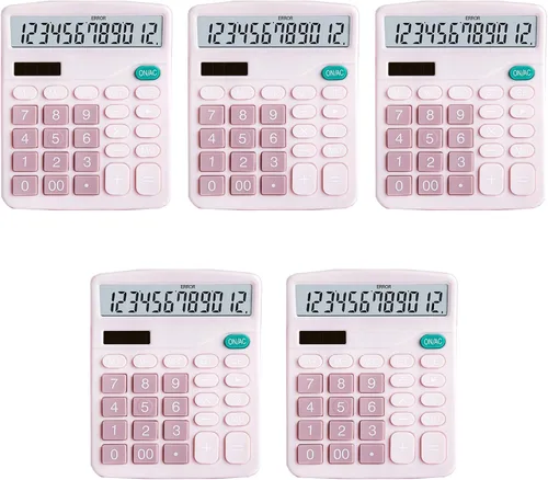 Vista 4 de YOUHO Calculadora de escritorio de oficina rosa, 12 bits 1PACK rosa