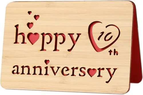 Vista 47 de Tarjeta de felicitación de madera para el primer aniversario, hecha a mano, 1 año, aniversario de boda, tarjeta de primer aniversario para ella, él