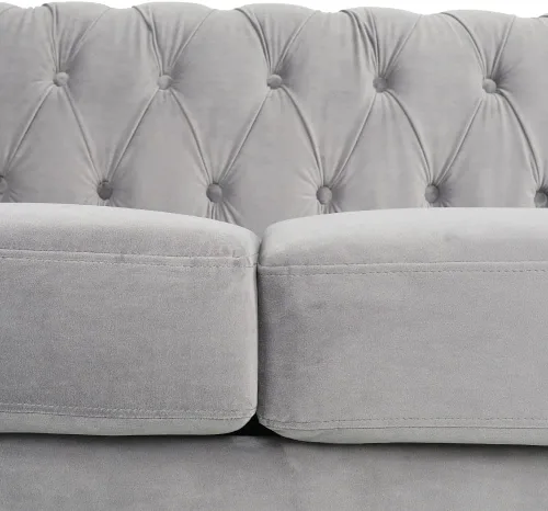 Vista 2 de ORRD Sofá Chesterfield, moderno sofá de terciopelo copetudo de 3 plazas con brazos de desplazamiento y cabeza de clavos para sala de estar