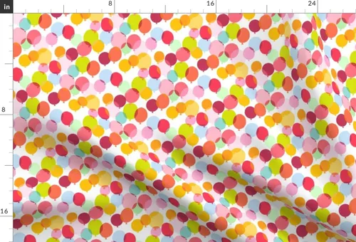 Vista 3 de Spoonflower Tela - Globos brillantes Fiesta de cumpleaños Colorido Feliz Naranja Rojo Rosa Impreso en Tela de Gasa Cuarto Grasa - Costura Ropa