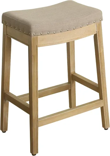 Vista 6 de Homepop Decoración del hogar Taburetes de bar de altura de mostrador con ribete de clavos sin espalda Taburetes de bar de 24 pulgadas Muebles