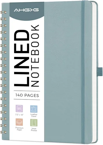Vista 11 de AHGXG Cuaderno de espiral rayado de 8.5 x 11 pulgadas, cuadernos grandes A4 para mujeres y hombres, cuaderno de cuero de tapa dura con rayas