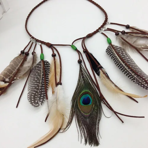 Vista 4 de eliffete trenzada Diademas de plumas de la mujer Boho borlas de fiesta pelo banda Headwear