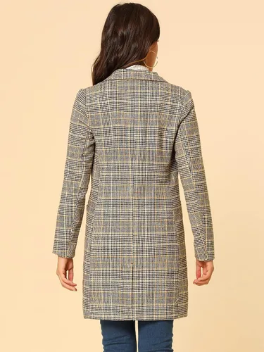 Vista 5 de Allegra K Gabardina de doble botonadura con solapa y muesca para mujer