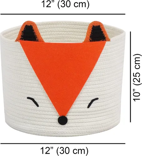 Vista 7 de T&T Homewares Cesta de almacenamiento de zorro naranja, tamaño mediano, multiusos para pañales de bebé, lavandería, habitación de los niños