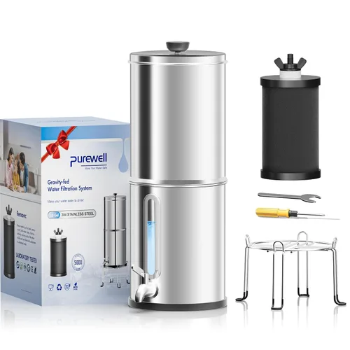Vista 15 de Purewell Sistema de filtro de agua de gravedad portátil de 1.0 galones, sistema de encimera de ultrafiltración de 3 etapas de 0.01 μm con ventana