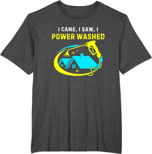 Vista 22 de Camiseta con texto en inglés "I Came, I Saw, I Power Washed Funny Power Washing", Negro