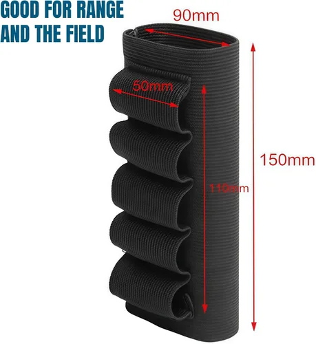 Vista 2 de ACEXIER Rifle Caza Táctico Escopeta Bolsas 5 Cartuchos A Tope Stock Shell Holder Bolsa de Portador de Tela Elástica