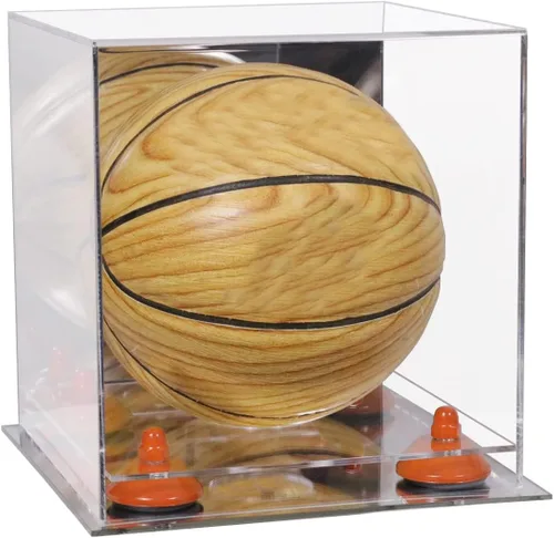 Vista 44 de Better Display Cases Mini acrílico - Miniatura (no tamaño completo) Baloncesto vitrina con elevadores negros y espejo (A015-BR)
