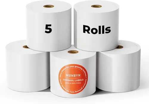 Vista 8 de MUNBYN 2 1/4" x 50' Papel Térmico para Recibos (5 Rollos), Papel de Recibo de 58mm Libre de BPA Se Adapta a Todas las Mini Impresoras Térmicas POS