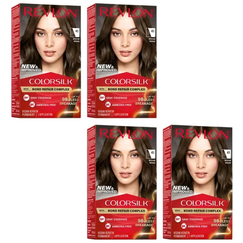 Vista 64 de Revlon ColorSilk Beautiful Color 41 marrón medio 1 ea (paquete de 5)