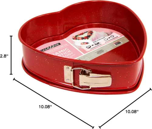 Vista 8 de casaWare Heart Springform - Sartén de 10 pulgadas, revestimiento de cerámica, antiadherente, granito rojo