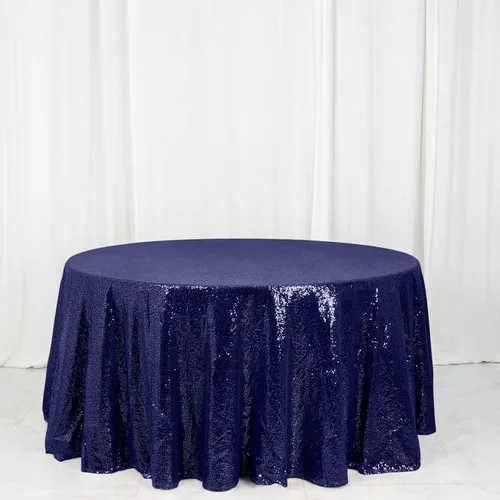 Vista 45 de Efavormart - Mantel redondo de lentejuelas brillantes de 120 pulgadas para banquetes de boda, fiesta, decoración del hogar