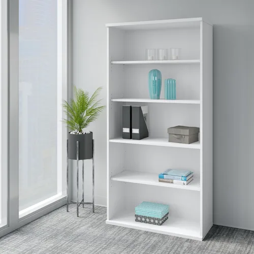 Vista 2 de Bush EO105WH Easy Office - Estantería de 5 estantes de 73 pulgadas de alto, color blanco