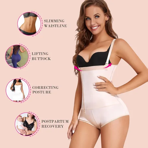 Vista 2 de Nebility Body de látex con cremallera y busto abierto para mujer