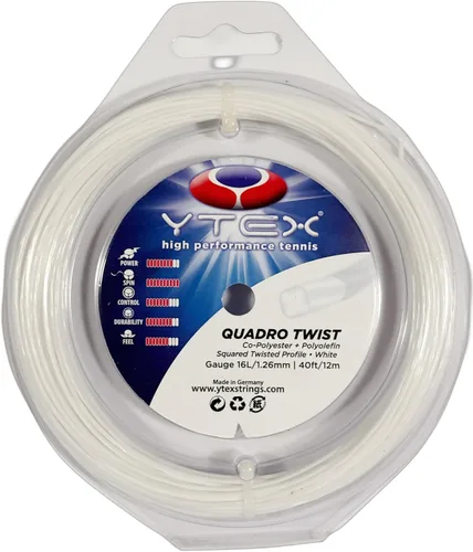 Vista 3 de YTEX Quadro Twist White Tennis Racquet String - Set and Reel (16L)