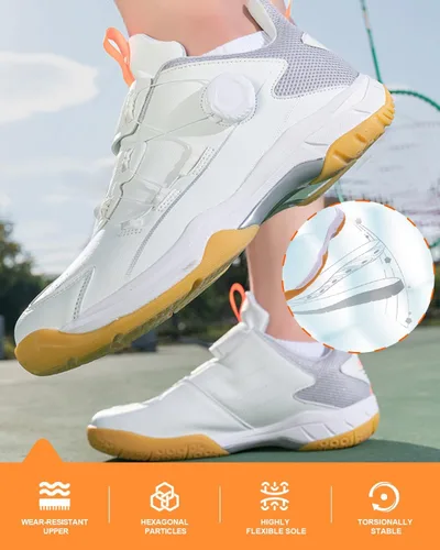 Vista 6 de Zapatos anchos de pickleball para mujer, zapatos de pickleball de encaje rápido para hombre, zapatos de corte para pickleball para mujer