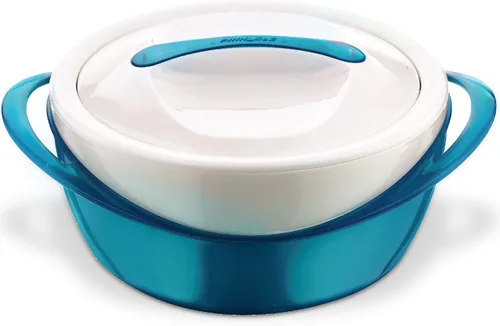 Vista 5 de Pinnacle Cacerola Grande Aislada con Tapa de 2.6 cuartos. Elegante Olla Caliente Calentador/Enfriador de Alimentos – Tazón Térmico para Servir Azul