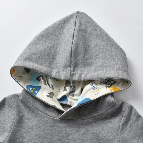 Vista 3 de Derouetkia Conjunto de ropa de manga larga con capucha y pantalones para bebés y niños pequeños
