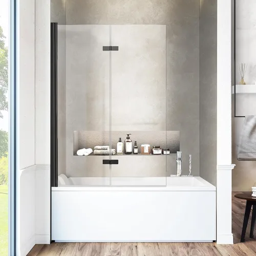 Vista 12 de Puerta corrediza de doble oscilación para bañera, puertas de ducha de vidrio templado sin marco de 22-36 x 55 pulgadas, panel de pantalla de baño