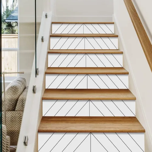 Vista 11 de funlife 15 calcomanías de vinilo para escaleras de estilo escandinavo, 39.37 x 7.09 pulgadas, espiga blanca
