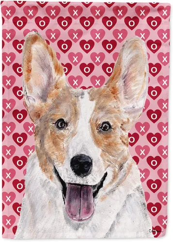 Vista 196 de Caroline's Treasures SS4484GF Bandera de jardín con diseño de bulldog inglés y corazones para el Día de San Valentín, bandera decorativa para patio