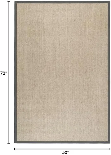 Vista 161 de Alfombra de sisal Safavieh, de color maíz y negro, tejida a mano, de la colección de fibras naturales; 5 x 8 pulgadas, NF441A, Tela, Gris / Gris