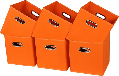 Vista 13 de Contenedores de almacenamiento de tela negra, 13 x 13 x 13 pulgadas, cajas de almacenamiento plegables con doble asa, caja organizadora de tela
