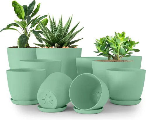 Vista 10 de Utopia Home - Macetas de Interior con Drenaje - Macetas de Flores de 7/6.6/6/5.3/4.8 Pulgadas para Plantas de Interior - Juego de 5 Macetas