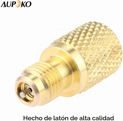 Vista 6 de Adaptador de ajuste de latón R134A, 1/4" macho a 1/2" hembra para tanque de refrigerante con núcleo de válvula, se adapta al sistema de refrigerante