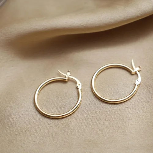 Vista 33 de Gempires - Aretes ligeros y gruesos, delicados y minimalistas, hipoalergénicos, chapados en oro, sin deslustre, diseño clásico, para uso diario