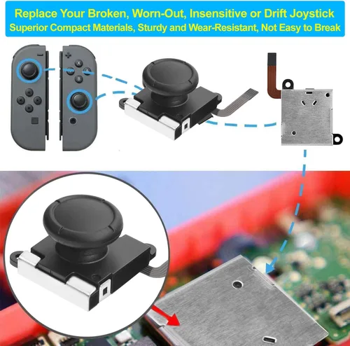 Vista 4 de HOAYOYA Joycon Joystick de repuesto 4 unidades, sin deriva, barras de pulgar analógicas para Nintendo Switch, Switch Lite y Switch OLED, kit