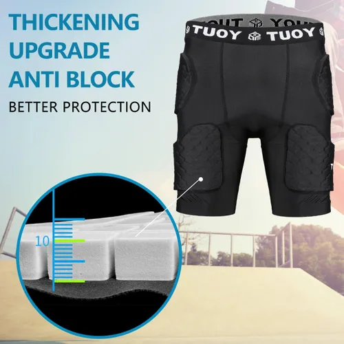 Vista 7 de TUOY Adult Padded Compression Shorts 5-Pad Football Girdle Hip Thigh Protector