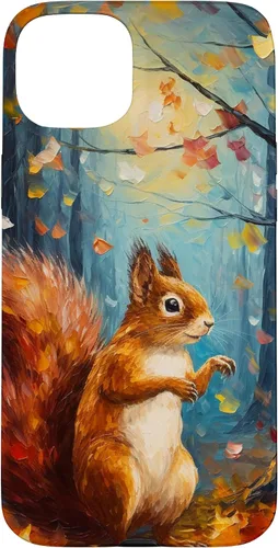 Vista 9 de Starry Night Squirrel Autumn Falling Leaves Van Gogh Style Case for iPhone 16